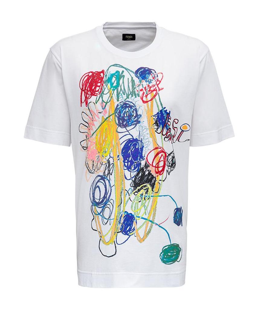 Fendi Graphic-print Cotton T-shirt In White