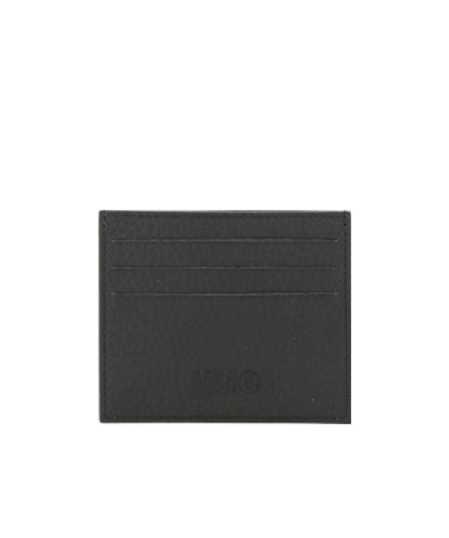 Mm6 Maison Margiela Contrast-stitch Leather Cardholder In Black