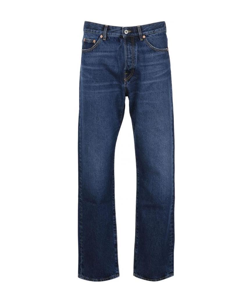 Valentino Logo-patch Straight-leg Jeans In Blue