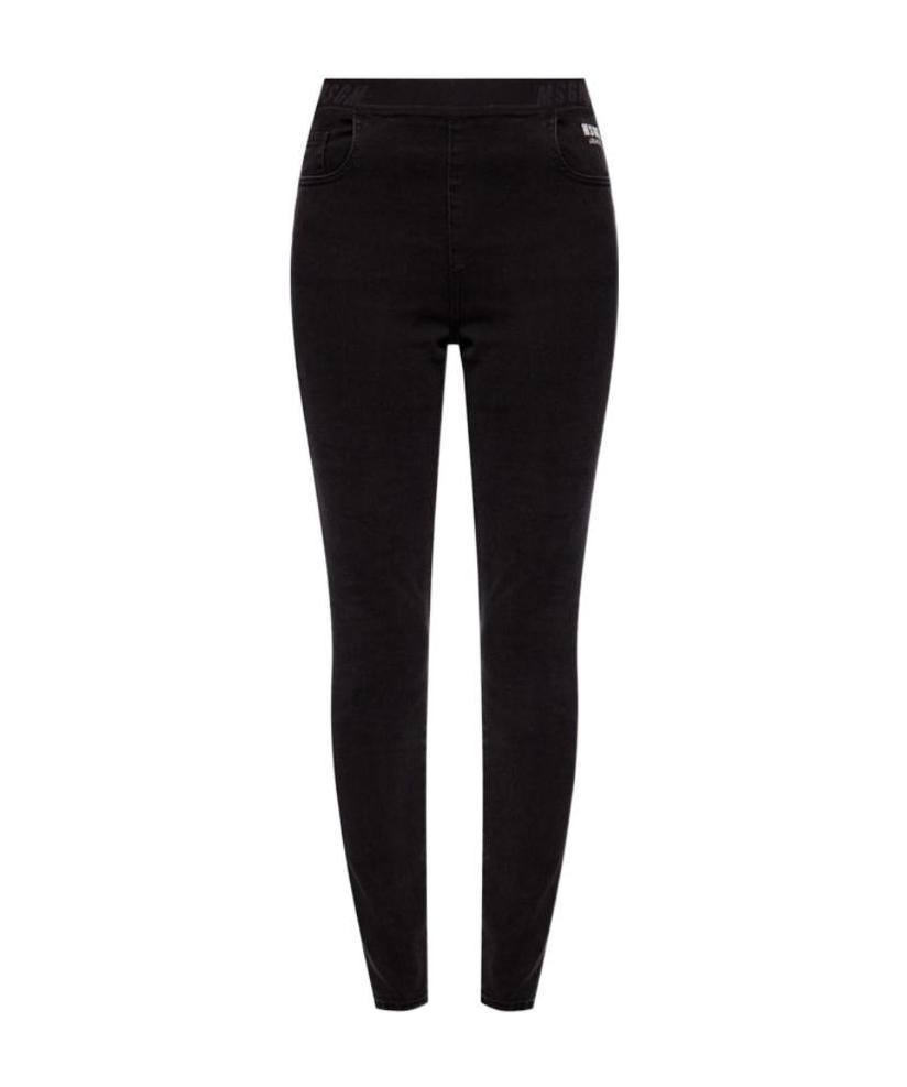 Msgm Black Logo Cotton Jeans In Black