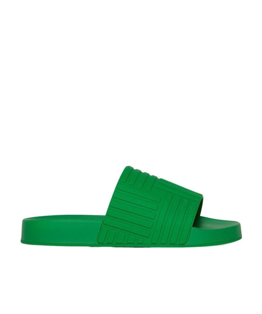 Bottega Veneta Intrecciato Logo-embossed Slides In Green