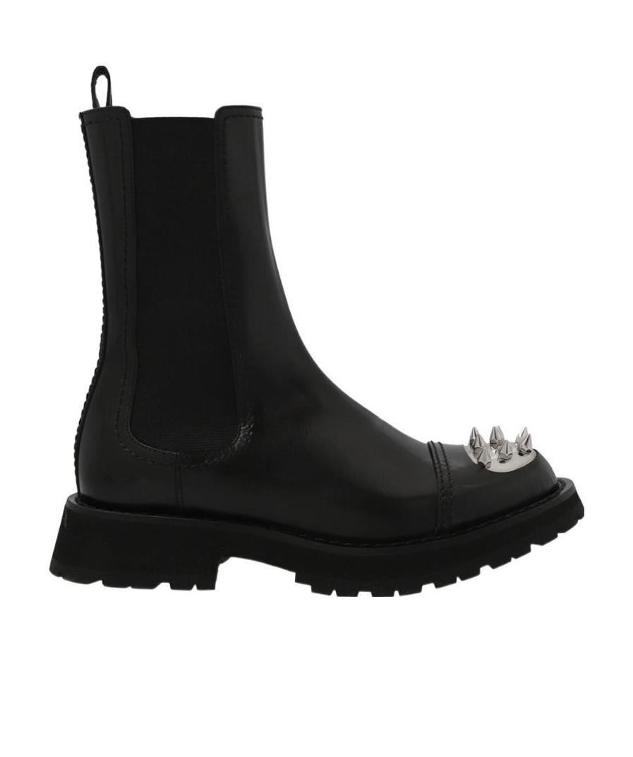 Alexander Mcqueen Punk Stud Ankle Boots In Leather In Black