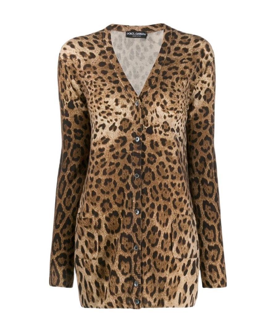 Dolce & Gabbana V-neck Long-sleeved Cardigan In Brown