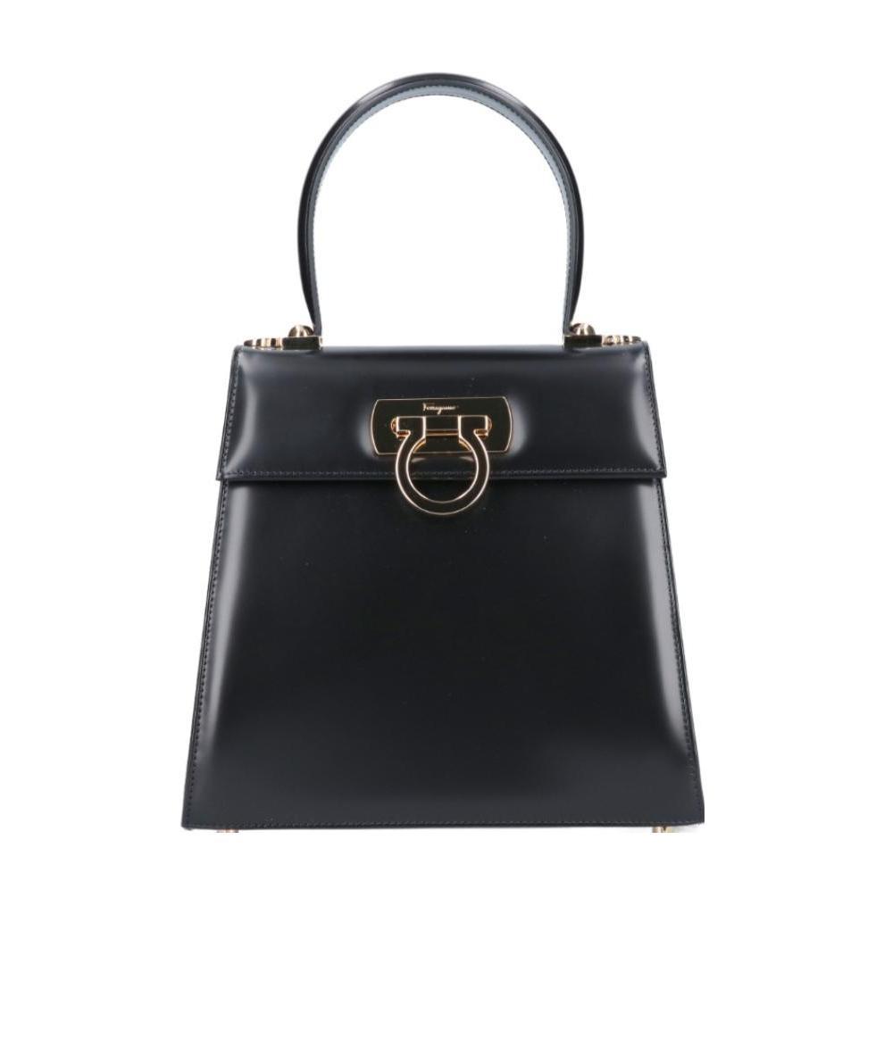 FERRAGAMO BLACK LOGO SHOULDER BAG