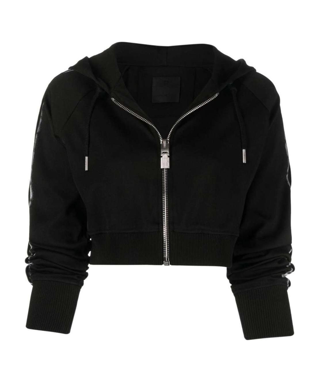 Givenchy 4g Webbing Cropped Zip-front Hoodie In Black