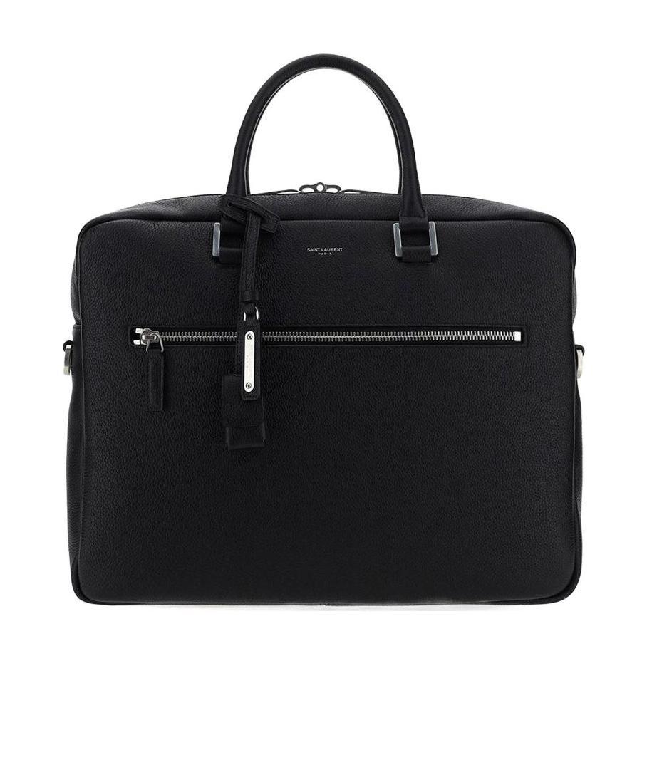Saint Laurent Pebbled-texture Messenger Bag In Black