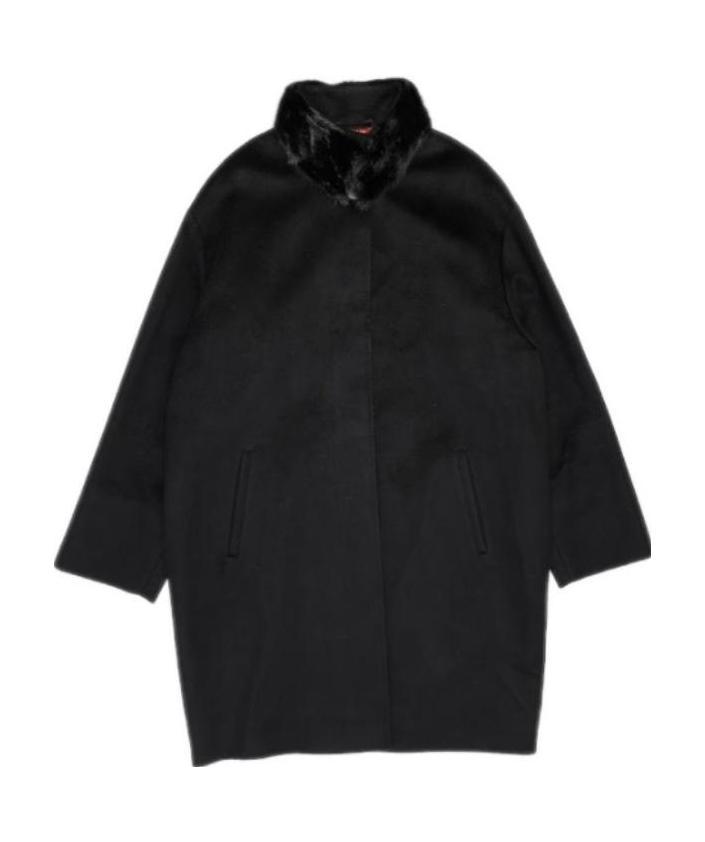 Max Mara Fur Collar Coat In Black