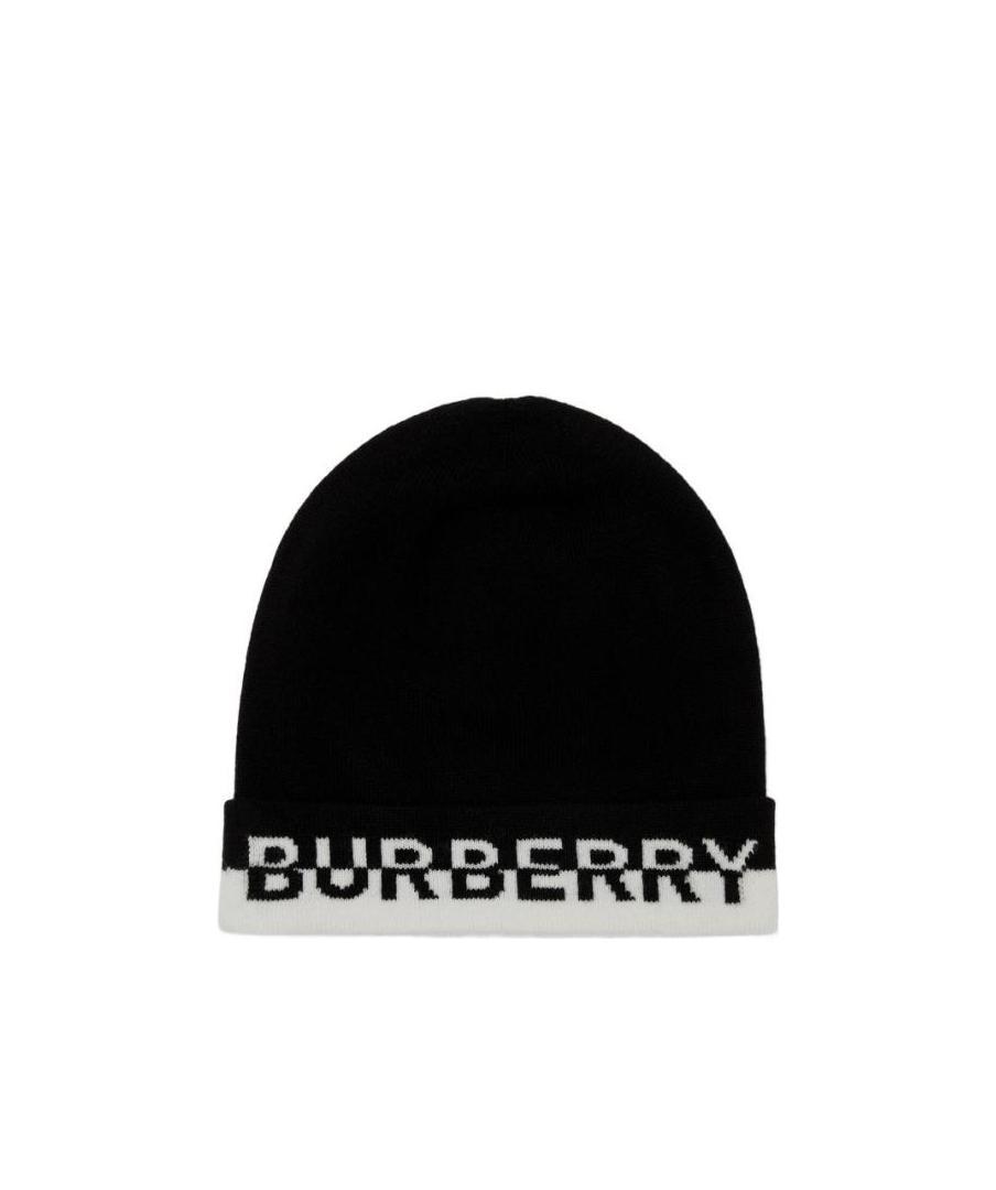 Burberry Two-tone Logo Beanie In Black