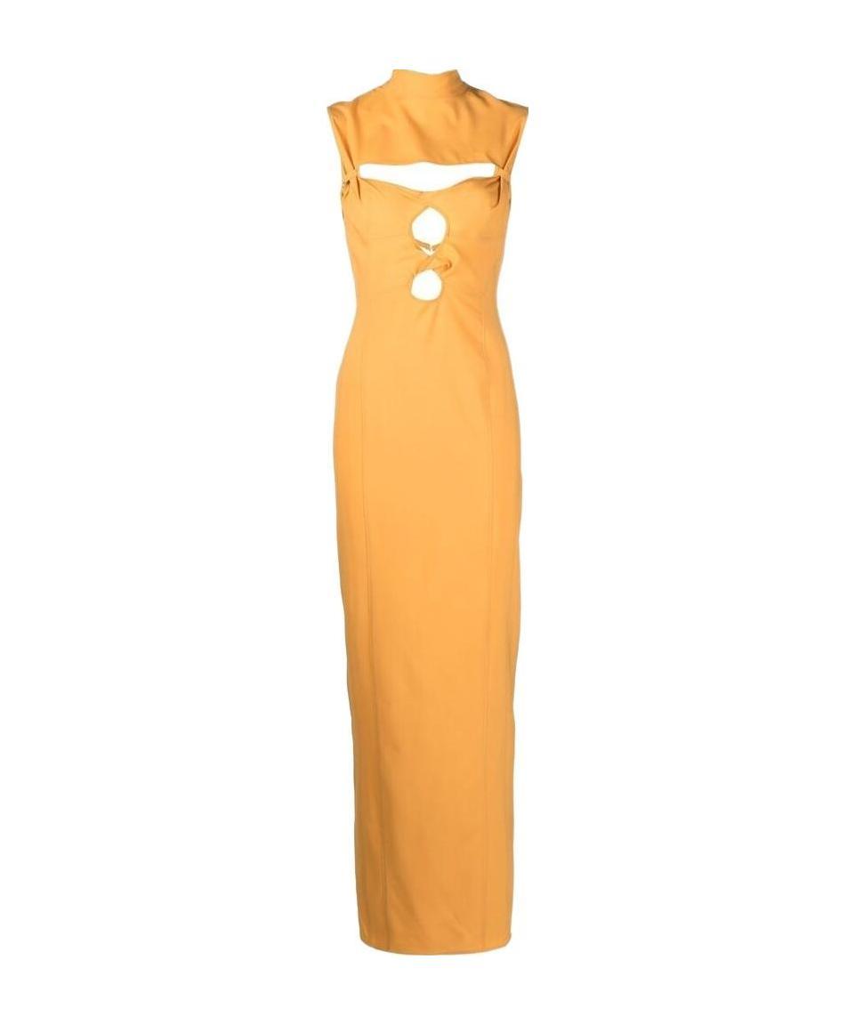 Jacquemus La Robe Palmi Stretch Cut Out Midi Dress In Orange