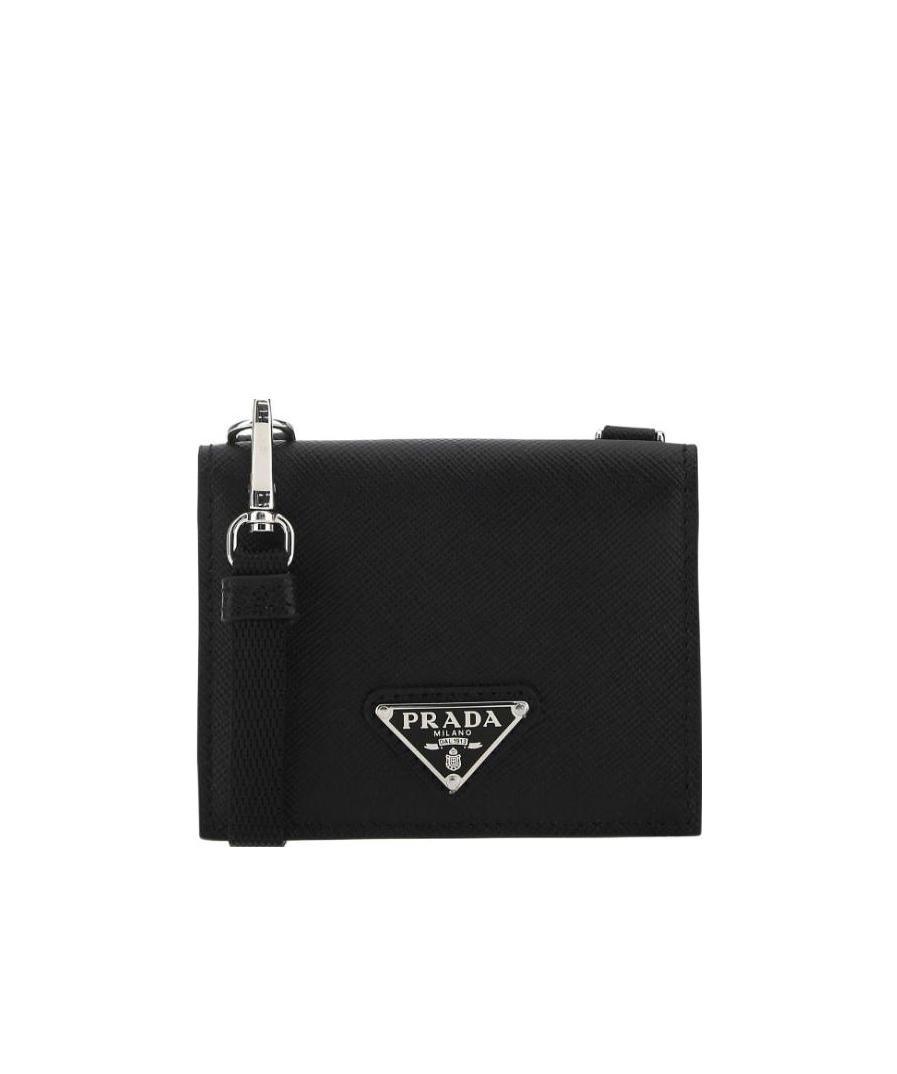 Prada Man Black Leather Cardholder In Black