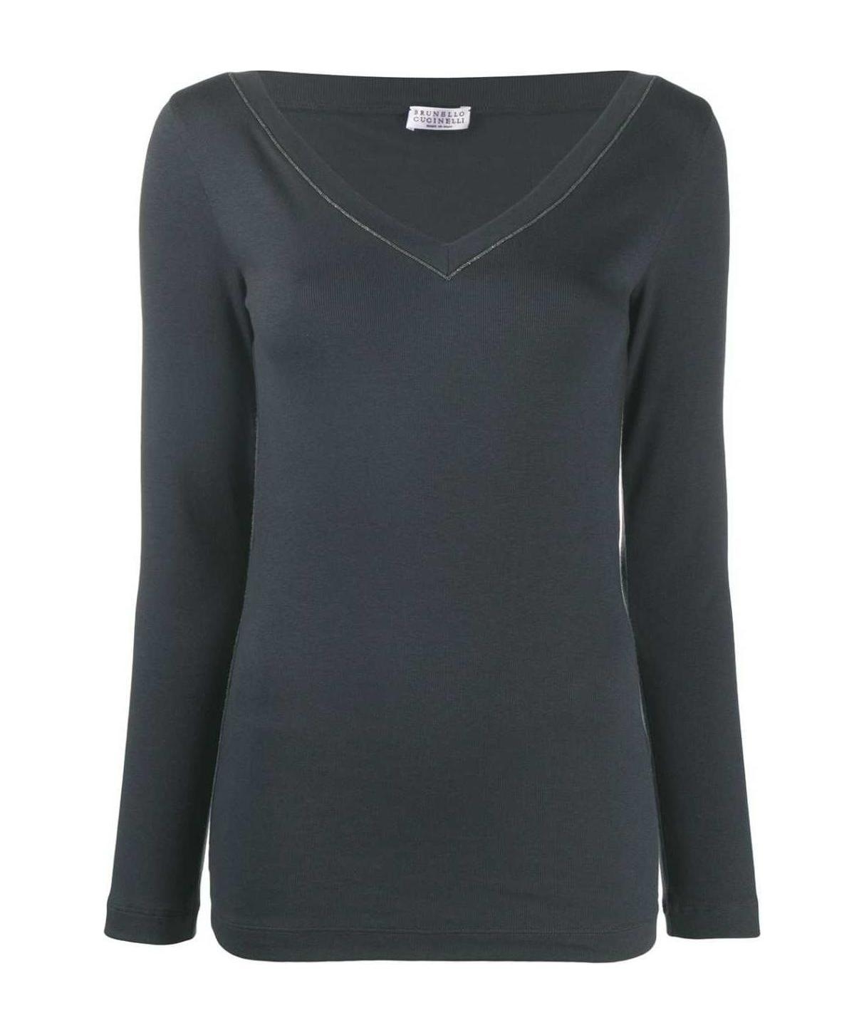 Brunello Cucinelli V-neck Long-sleeved Top In Blue | ModeSens