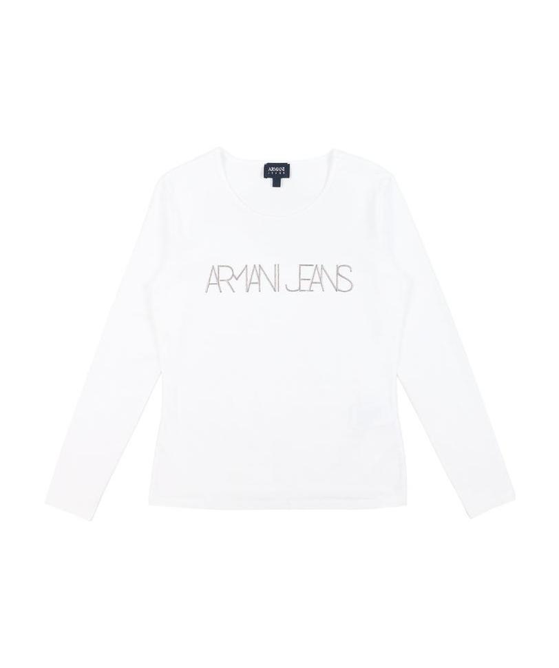 Shop Armani Jeans Long Sleeved T-shirt In White