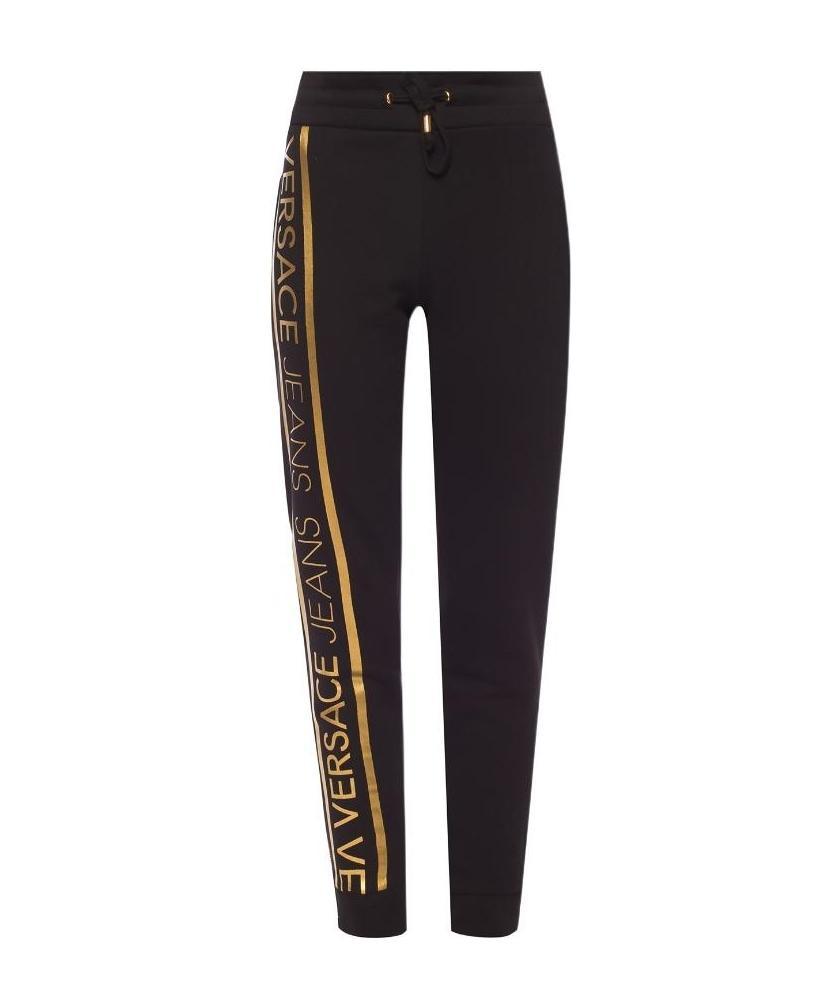 Versace Jeans Cotton Striped Sweatpants In Black