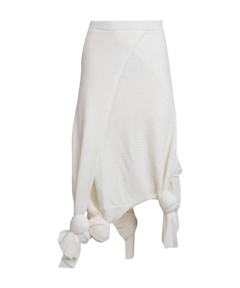 Loewe High Waist Knot Skirt In White