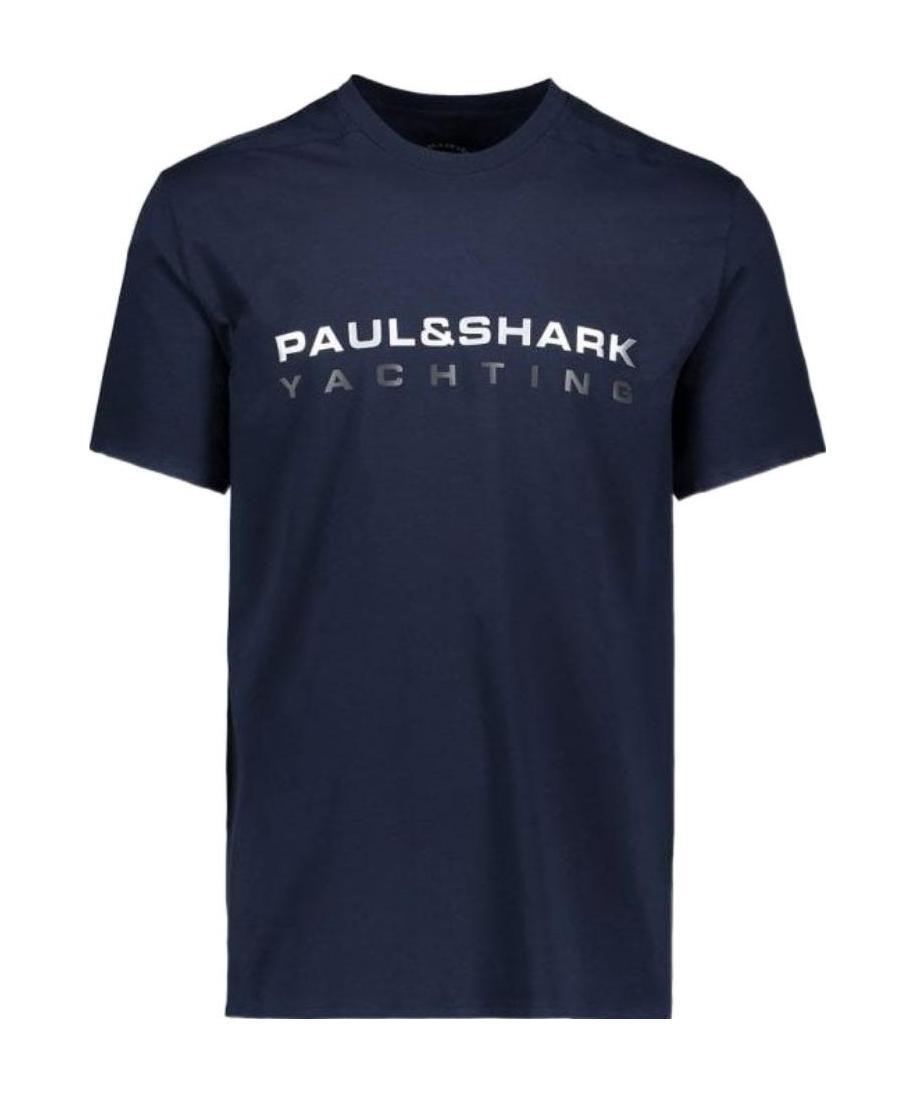 Shop Paul & Shark Navy Blue Round Collar Short-sleeved T-shirt In Black