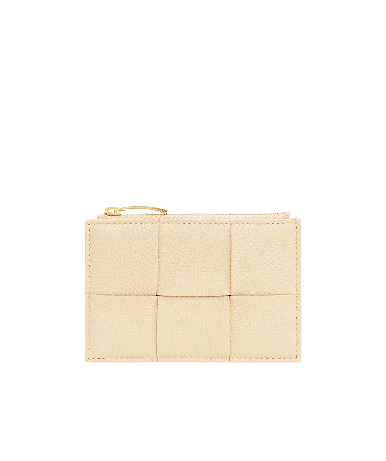 Bottega Veneta Intrecciato Zipped Card Case In Nude