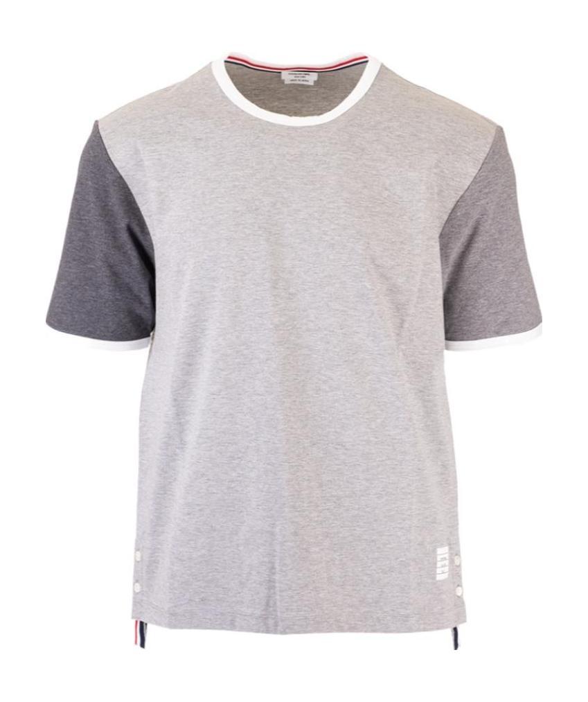 Thom Browne Contrast Sleeve Crewneck Cotton Ringer T-shirt In White