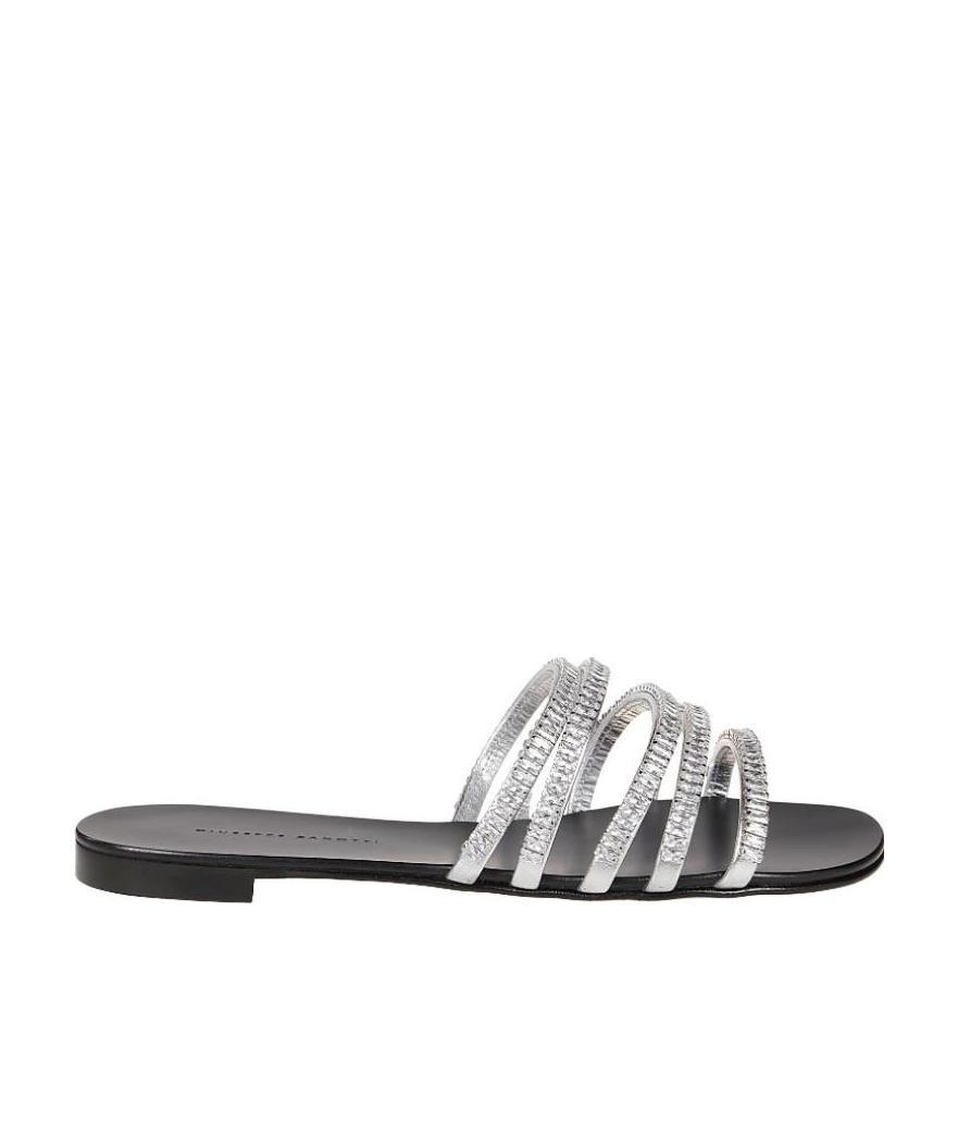 Giuseppe Zanotti Crystal Ring With Flip-flops In Gray