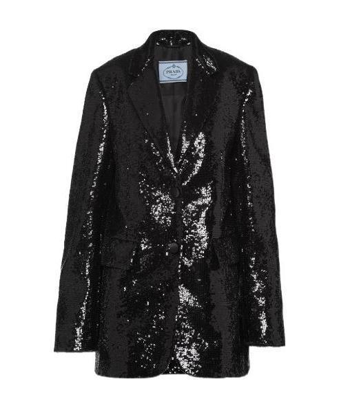 Prada Sequinned Single-breasted Blazer In Black