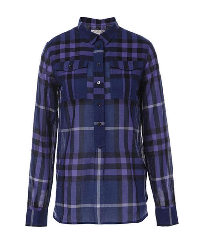 Shop Burberry Plaid Shirt In Blue