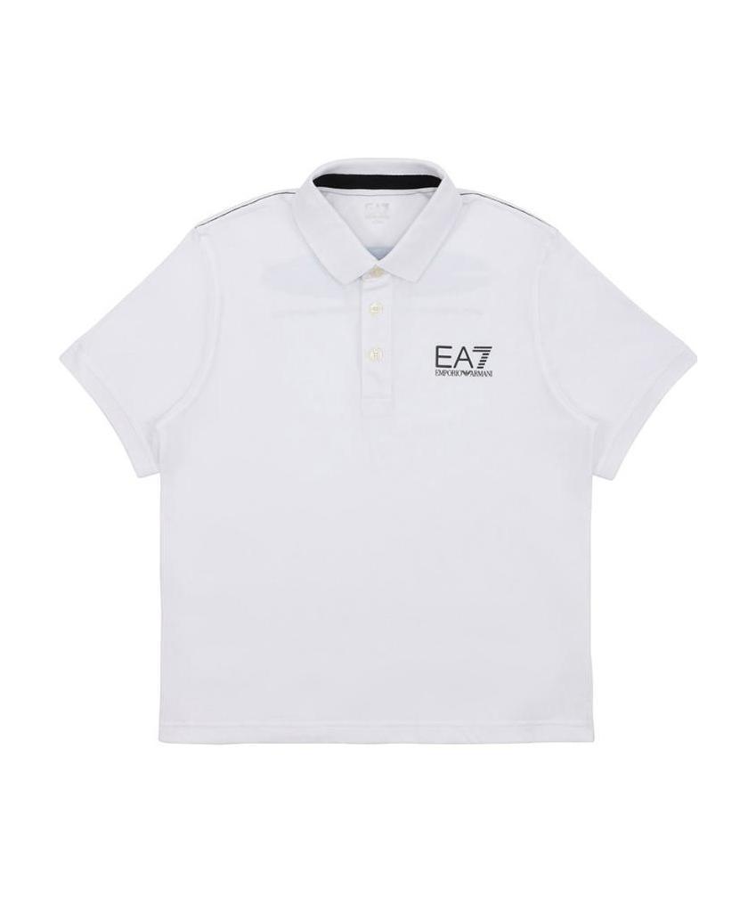 Ea7 Logo Printed Polo Shirt In White