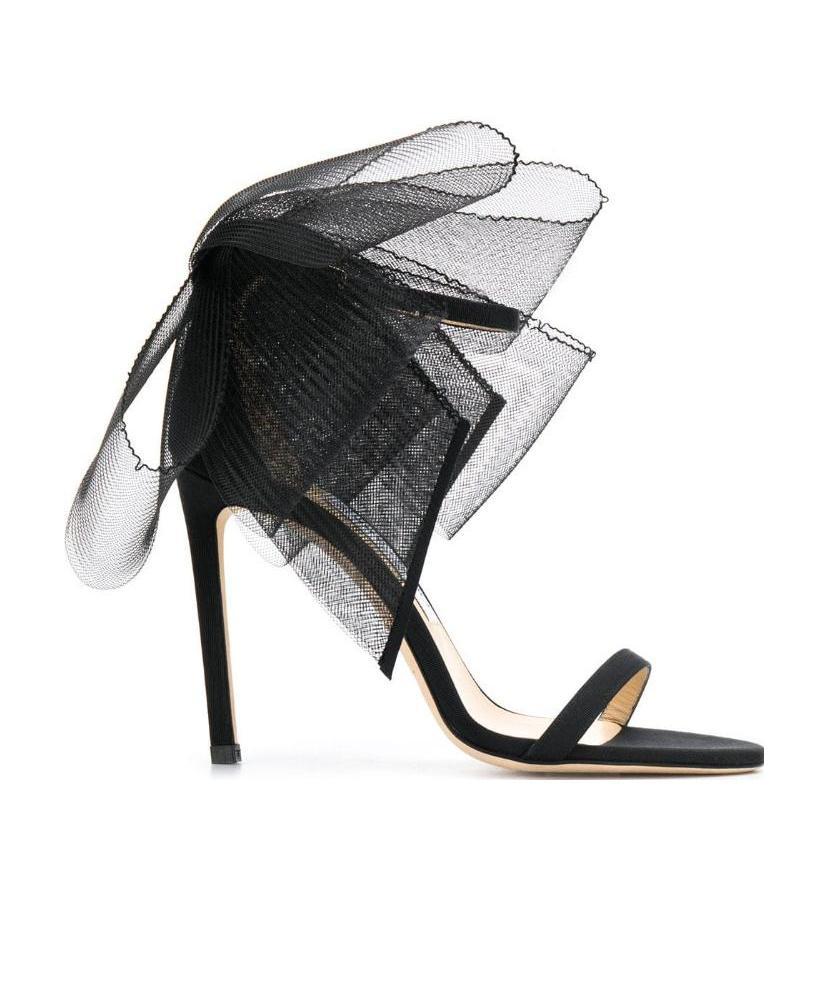 Jimmy Choo Aveline 100 Bow Detailed Sandals In Black