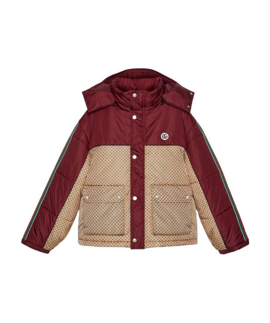 Gucci Gg Parachute Padded Colour-block Jacket In Red