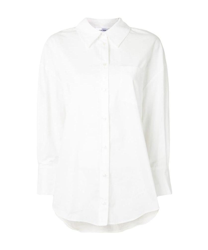 Shop Anine Bing Mika Long-sleeve Shirt In White
