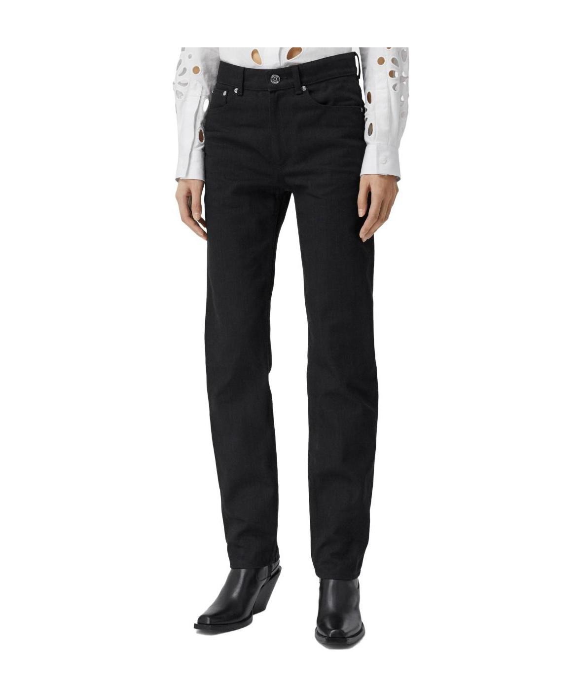 Burberry Logo-print Straight-leg Jeans In Black