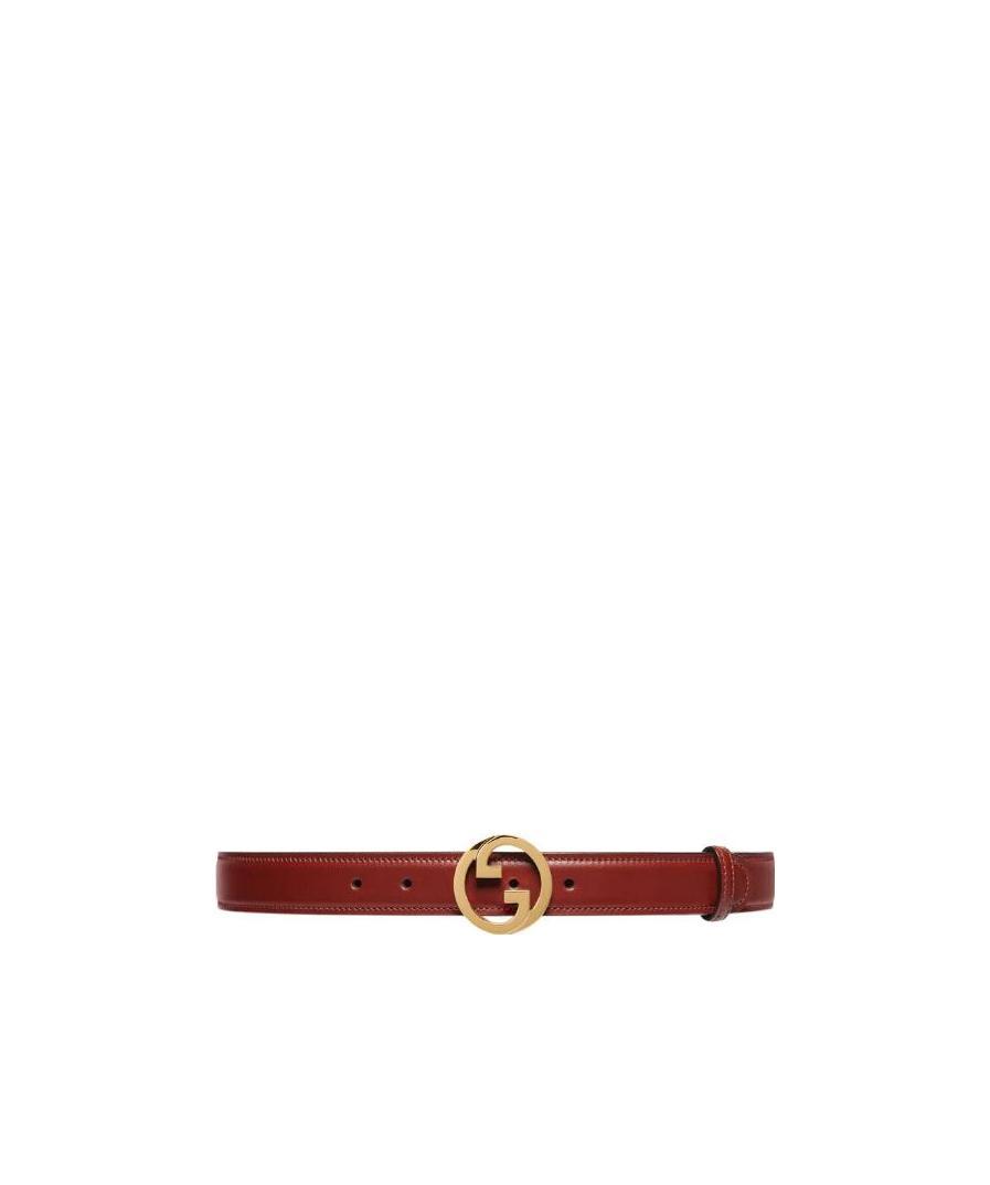 Gucci Blondie Interlocking G Leather Belt In Ruby Red