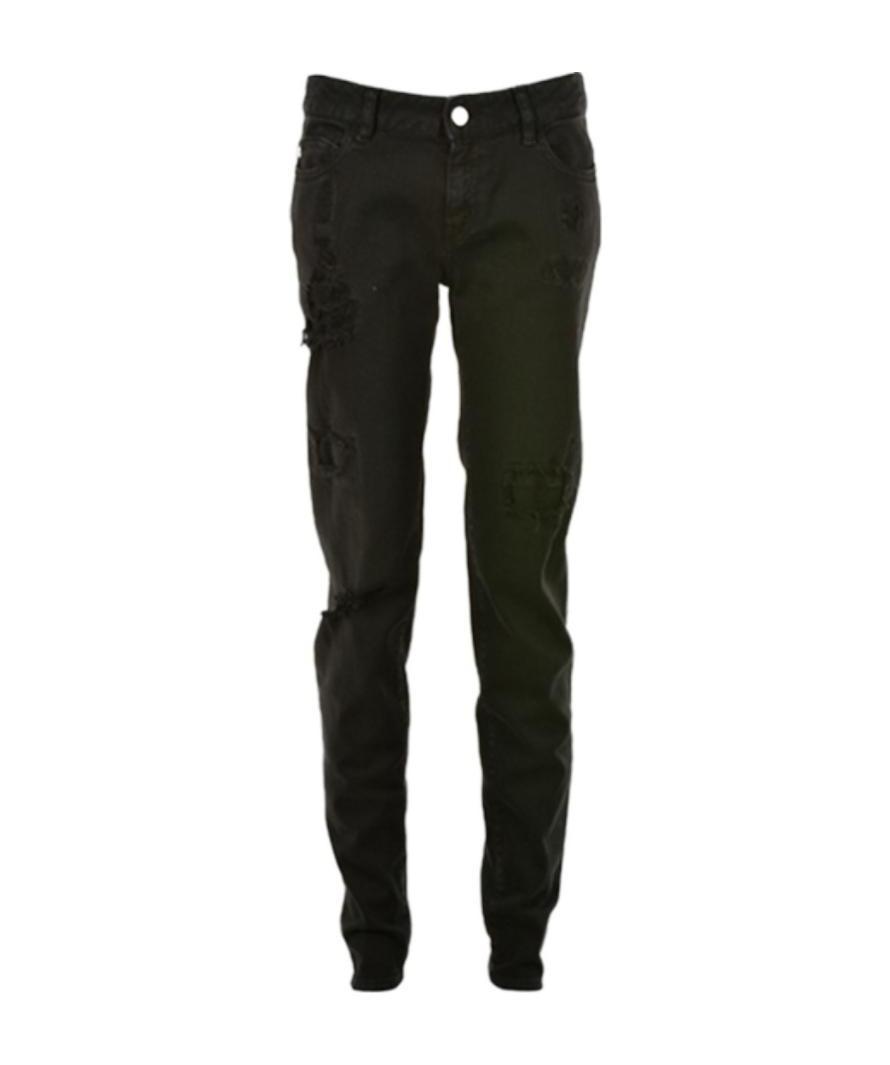 Just Cavalli Torn Denim Trousers In Black