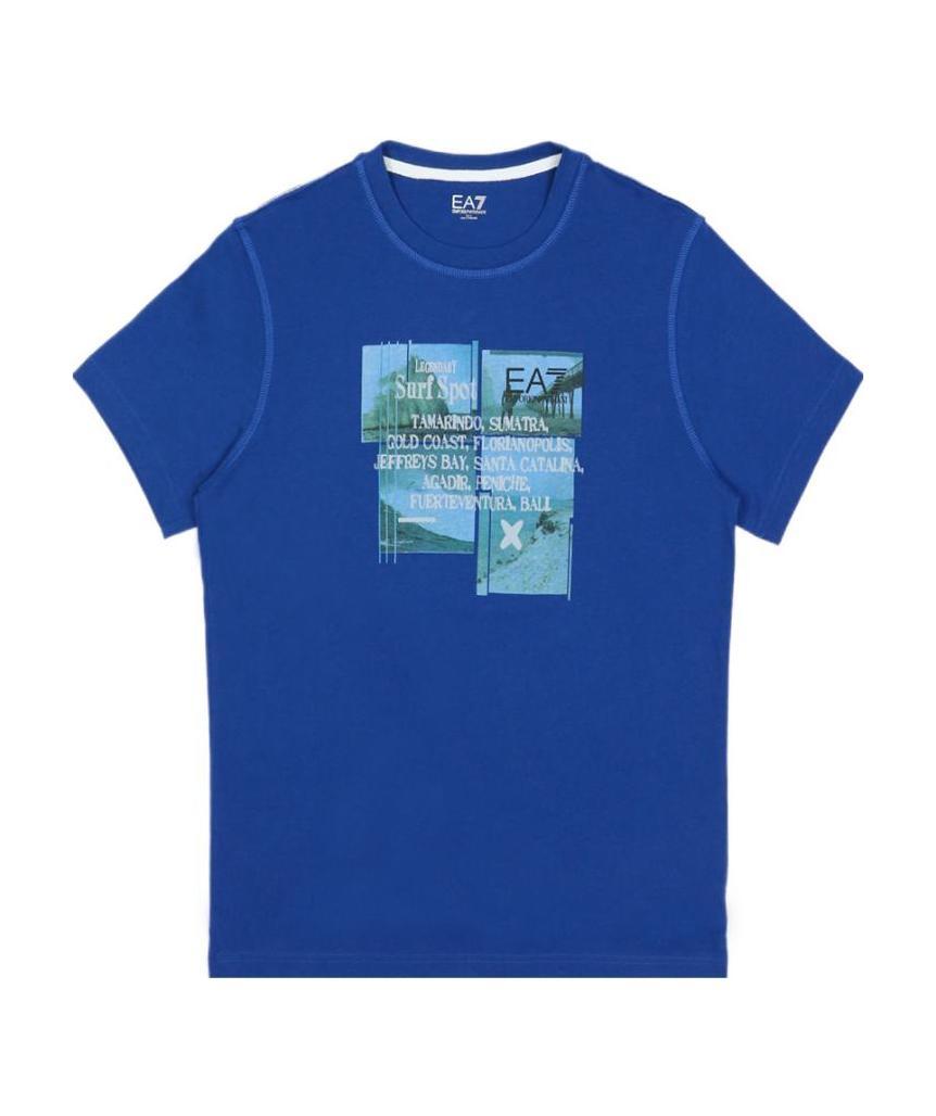 Ea7 Logo Printed T-shirt In Blue