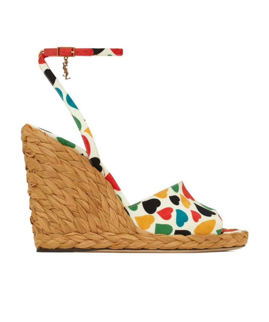 Saint Laurent Paloma Wedge Espadrille Sandals In Multicolor