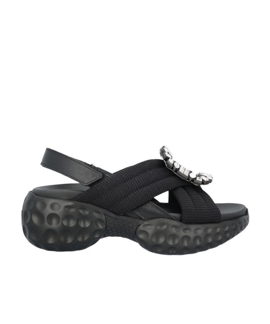 Roger Vivier 40mm Viv Run Scuba Sandals In Black