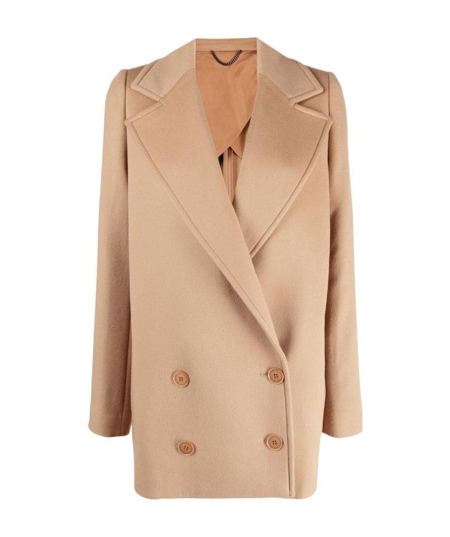 Stella Mccartney Double-breasted Oversized Coat In Nude