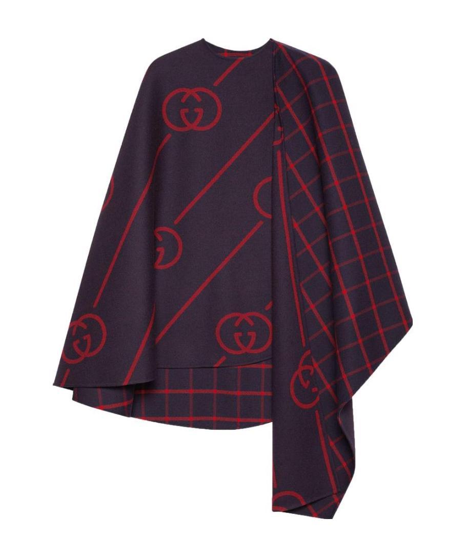 Gucci Gg Wool Cape In Black