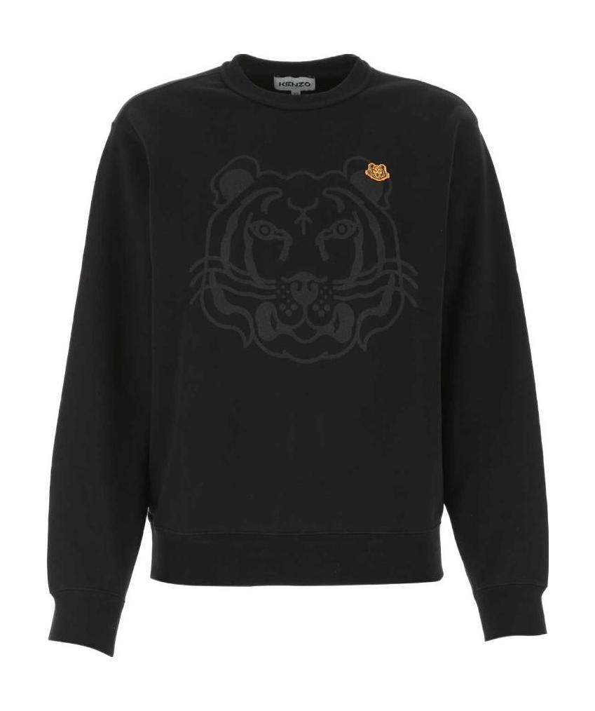 Kenzo Logo Embroidered Crewneck Sweatshirt In Black