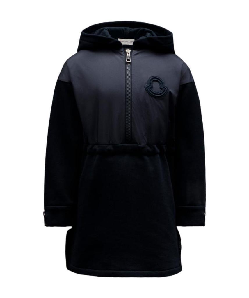 Moncler Teen Half-zip Hoodie Dress In Blue