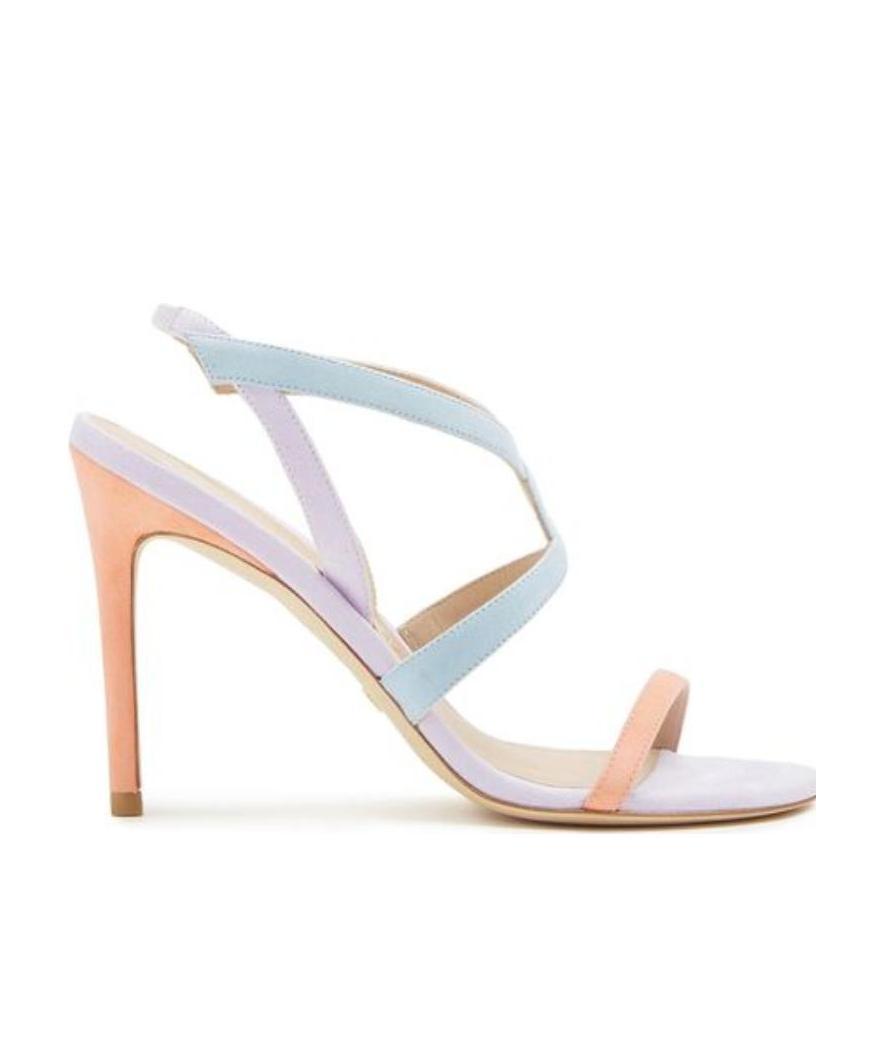 Stuart Weitzman Multi-panelled Design Heeled Sandals In Nude