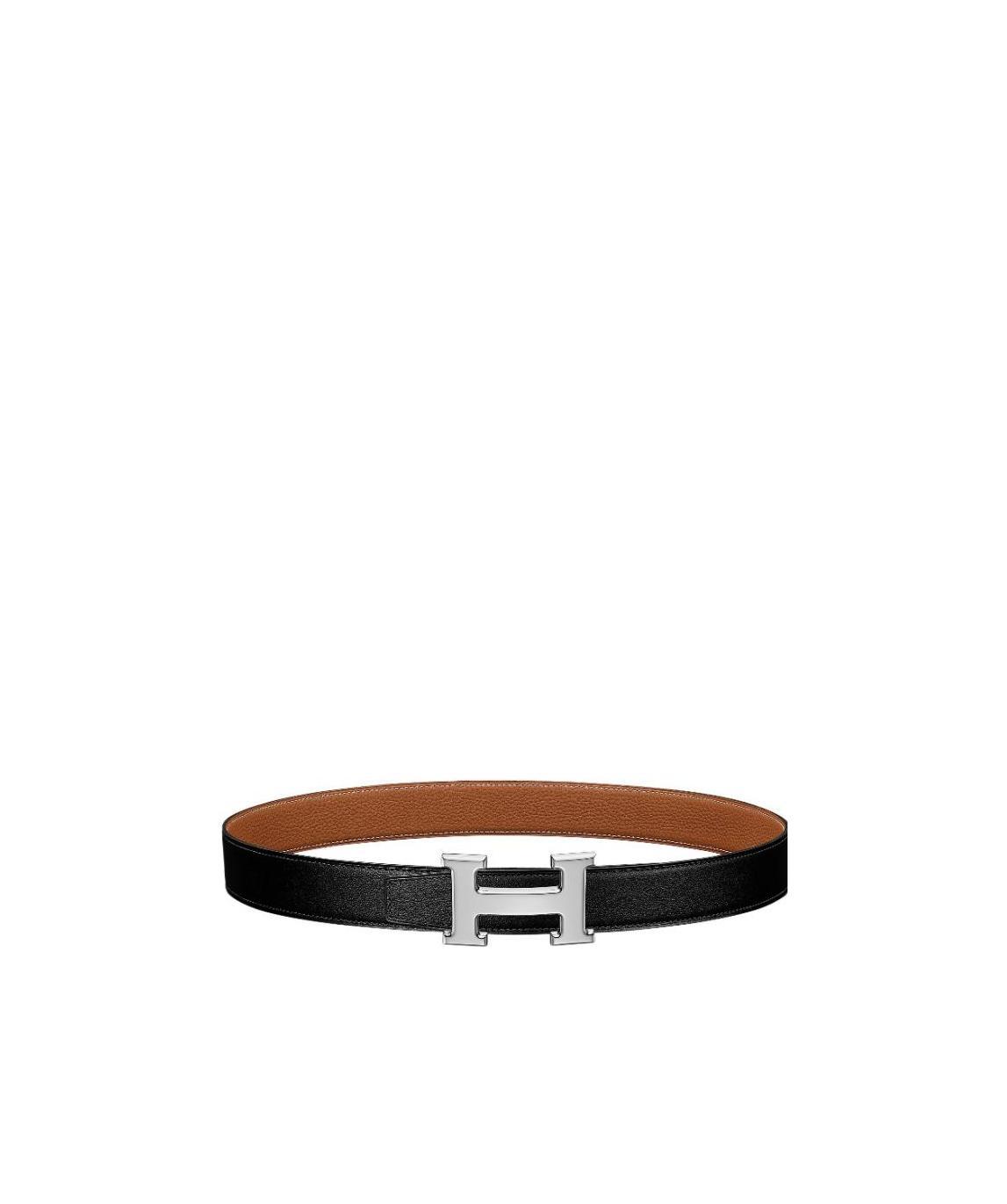 Pre-owned Hermes Black 'h' Buckle Double-sided Belt In Brown