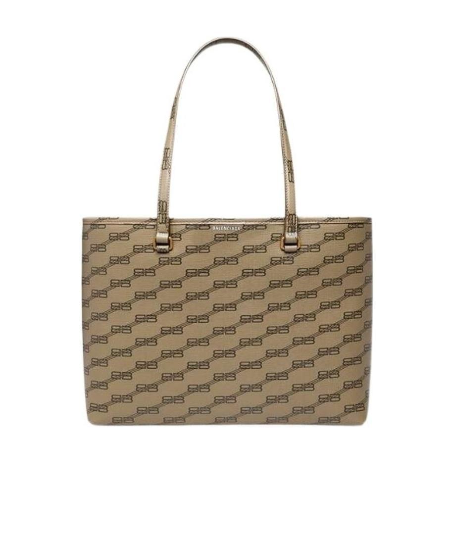 Balenciaga Logo-print Coated-canvas Tote Bag In Brown