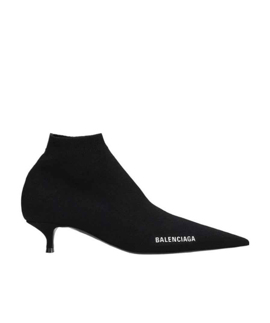 Shop Balenciaga Logo Pointy Boots In Black