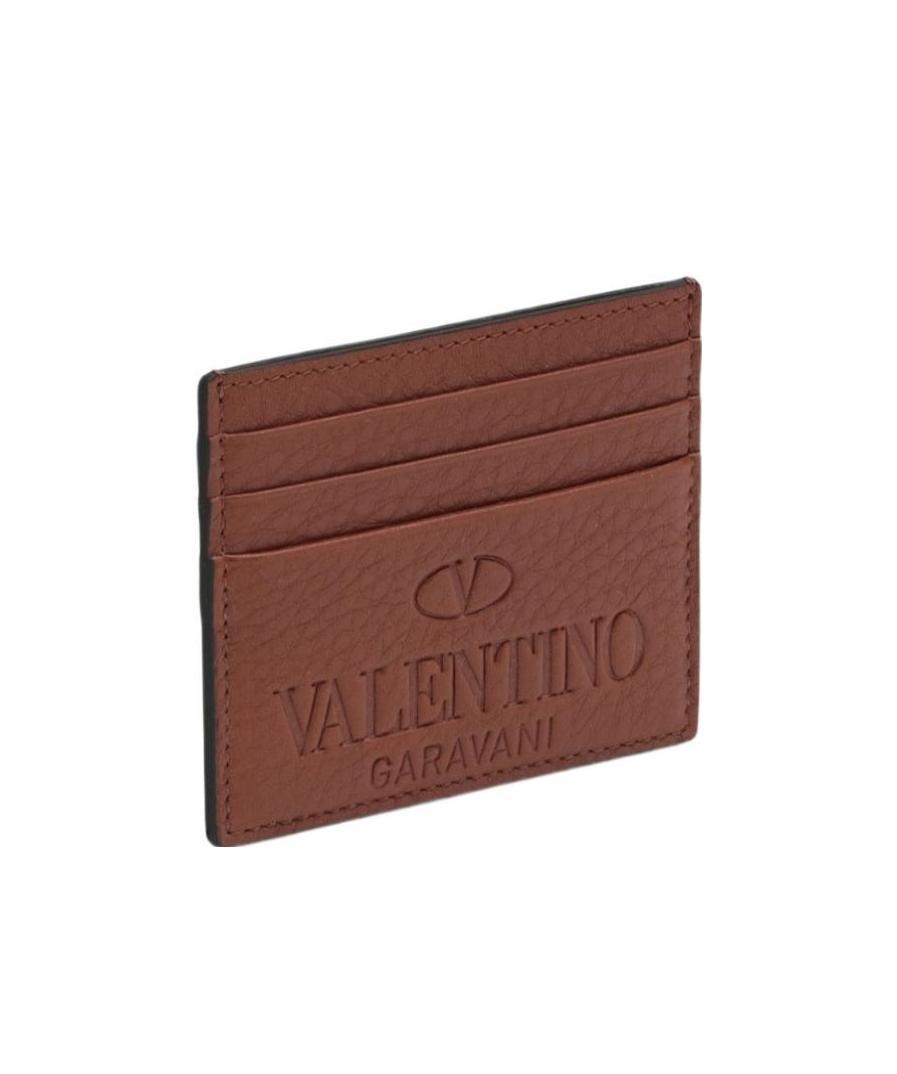 Valentino Logo-debossed Cardholder In Brown