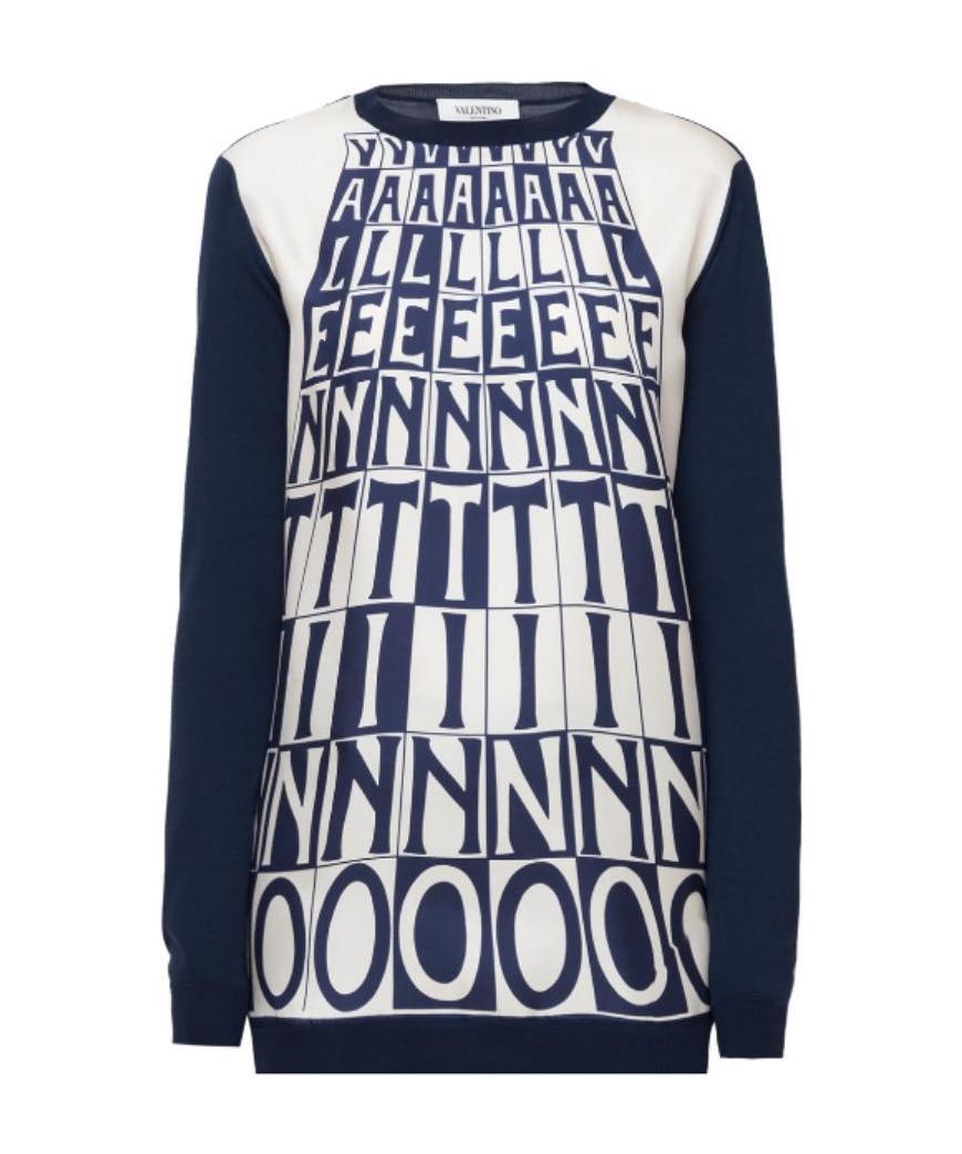 Valentino Print Sweater In Blue