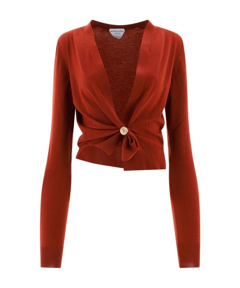 Bottega Veneta Ring Detail Knit Cardigan In Red
