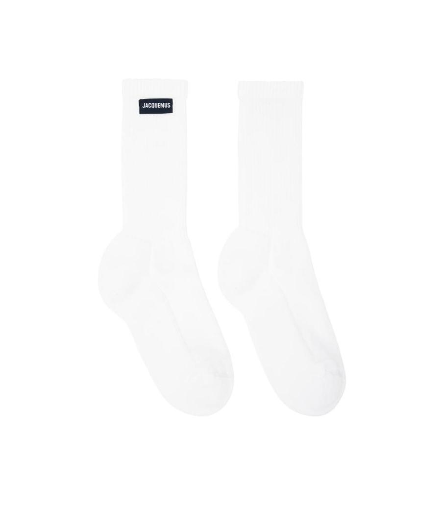 Jacquemus Logo-patch Ribbed Socks In White