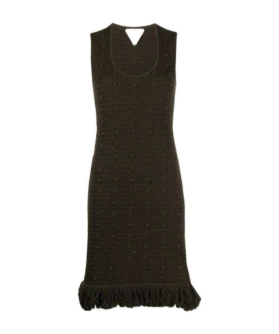 BOTTEGA VENETA KNITTED FRINGE-TRIM DRESS 