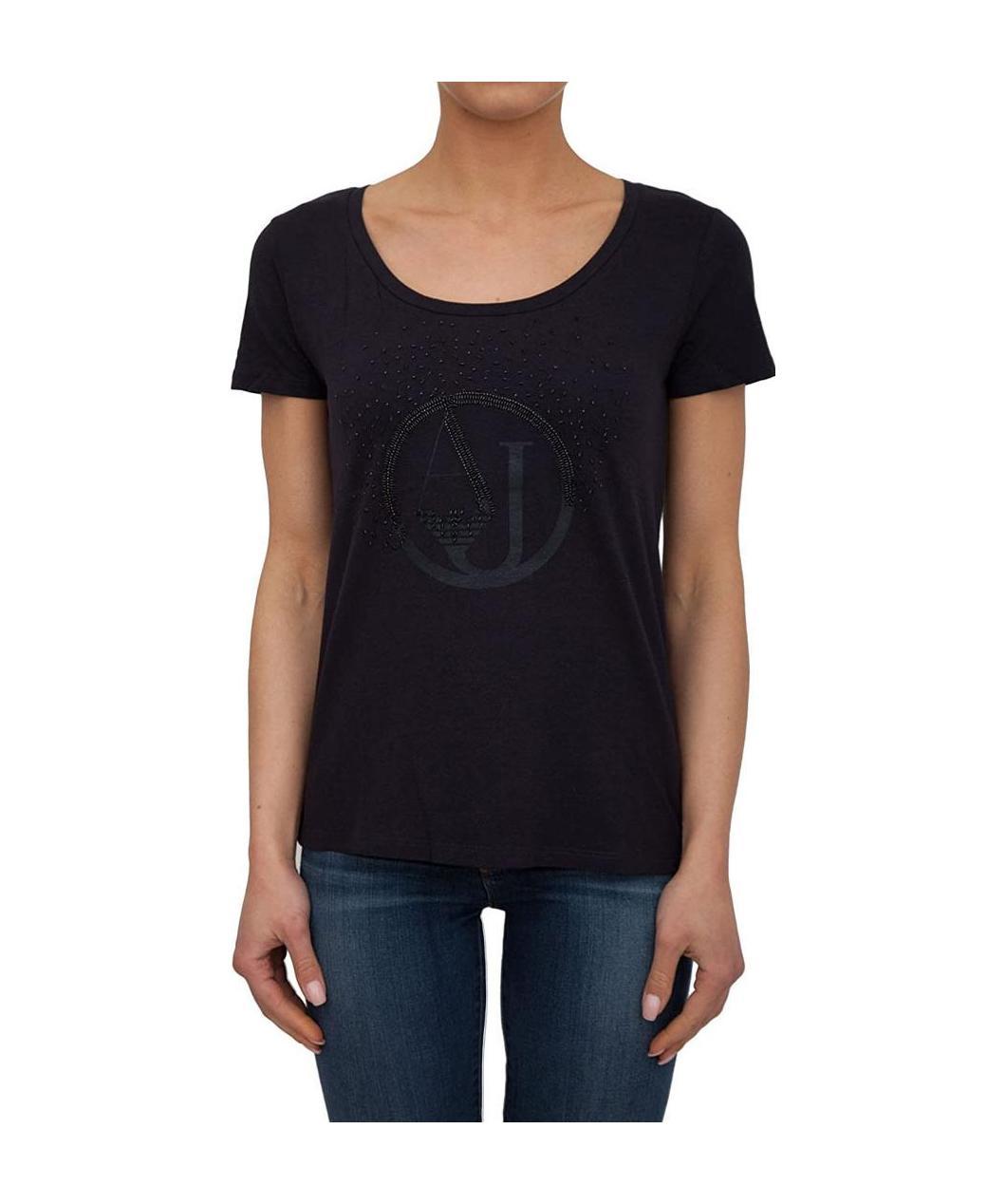 Shop Armani Jeans Printed T-shirt In Black