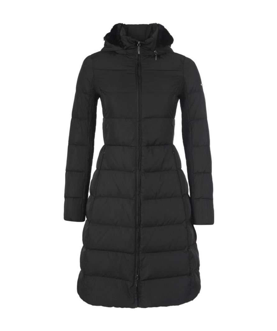 Shop Armani Jeans Long-style Down Jacket With A Hat In Black