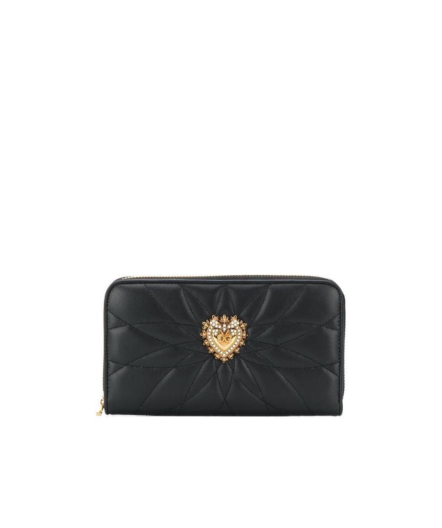 Dolce & Gabbana Quilted Heart Wallets Gold-tone Hardware In Green